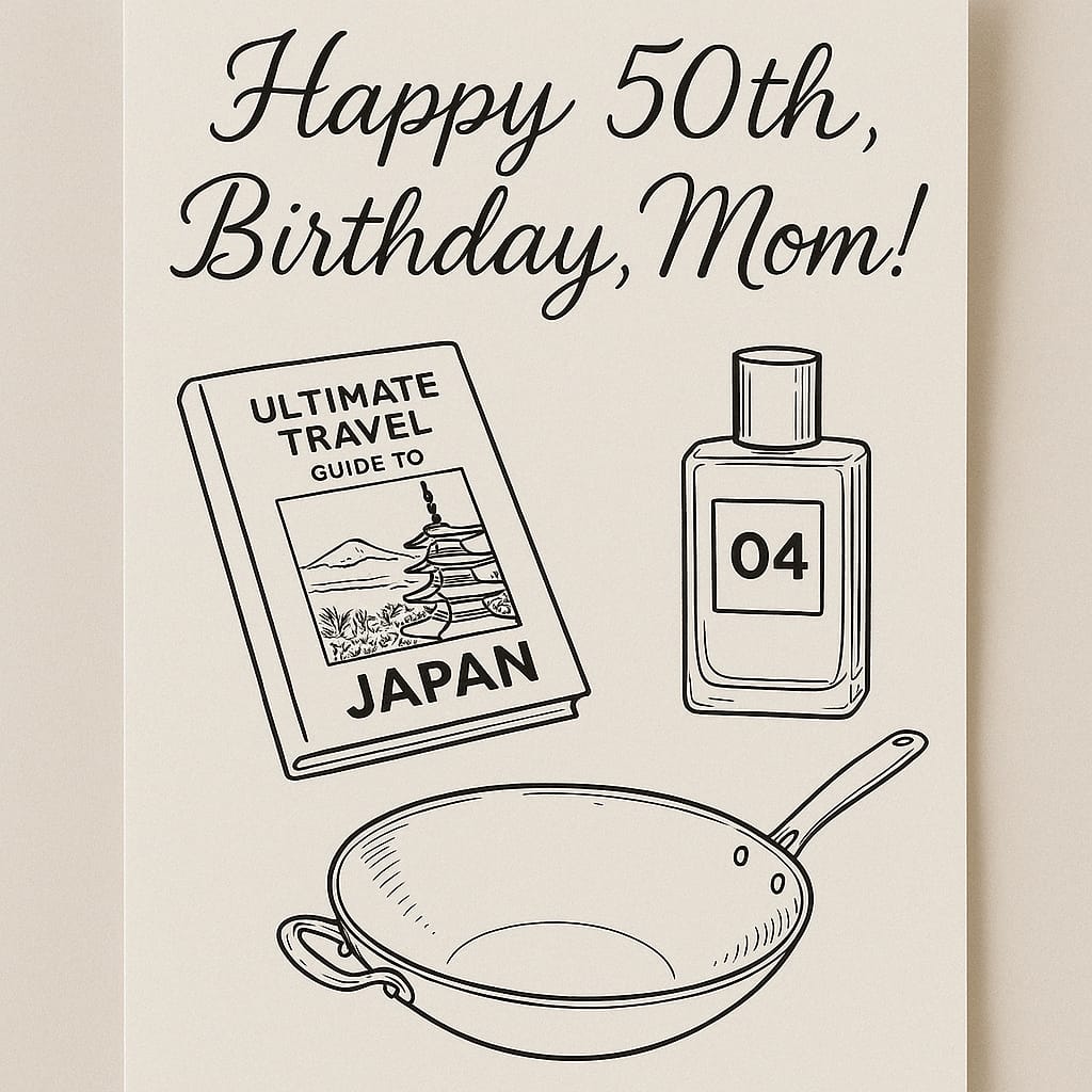 Birthday Card with Gift Illustrations